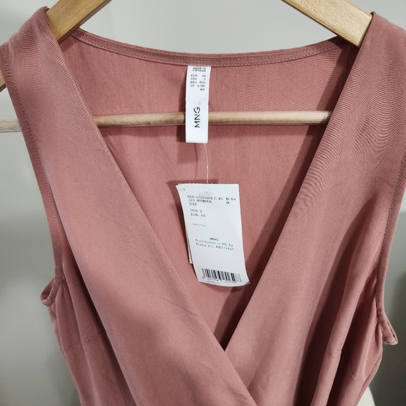 NEW WITH TAG MANGO CARA DRESS MUTED PINK SIZE 2 - Picture 6 of 9